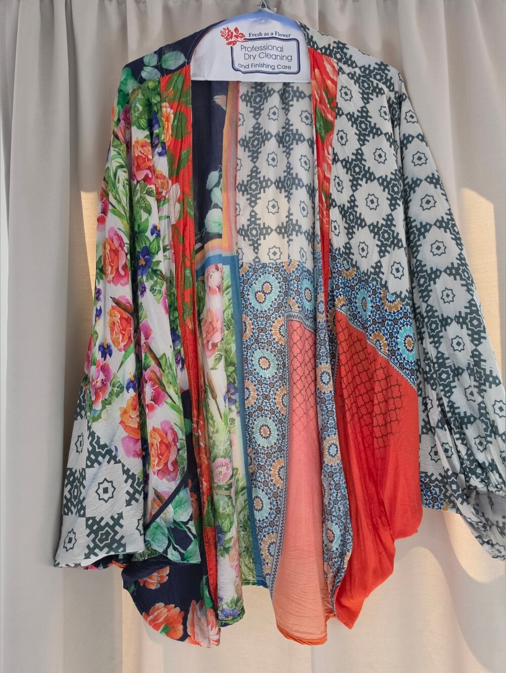 Anthropologie Patchwork Kimono Boho Floral Moroccan Print Duster Jacket O/S